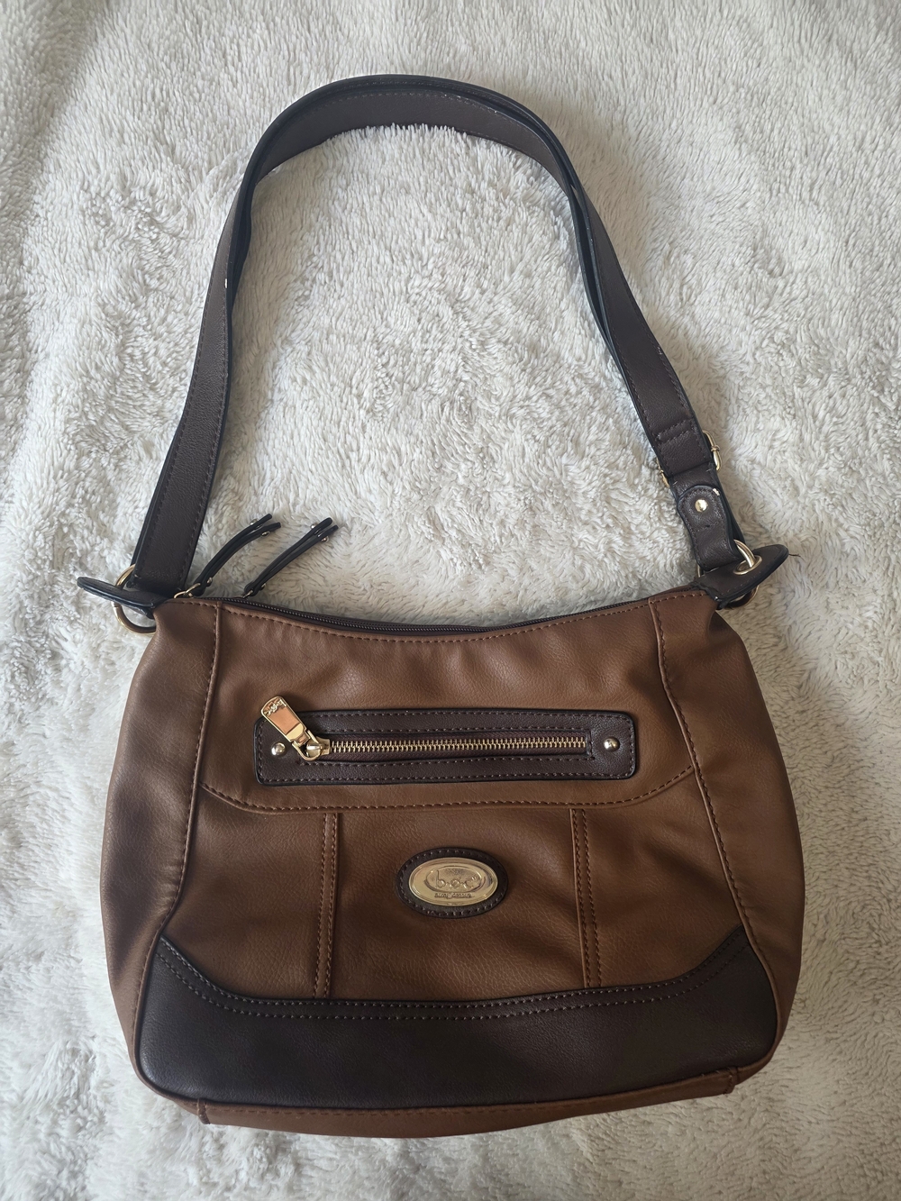 b.ø.c Born Concept Brown Shoulder Bag Zip Top Lined Inner & Outer Pockets